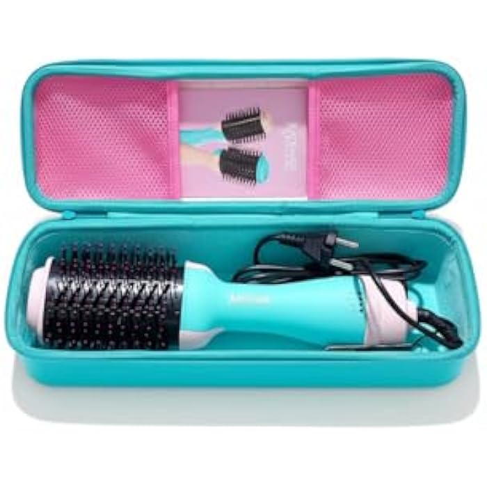 Professional Hot Air Hair Dryer Brush, 2400W Multi-Level Bristle Styler with Cool Air Function, Turquoise and Pink, Ergonomic Design for All Hair Types - Image 5